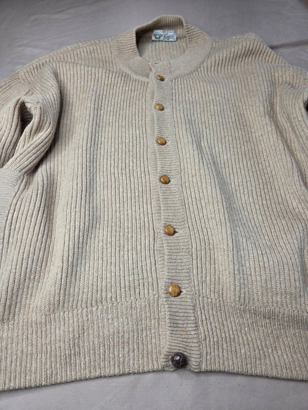 Gucci Vintage Brown Ribbed Knit Button Down Cardigan Women's Rare - Picture 8 of 12